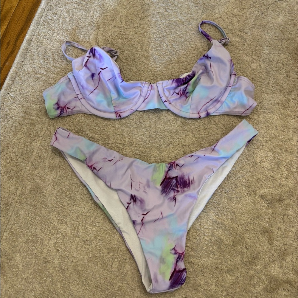 Zaful purple tie dye bikini with adjustable straps size medium